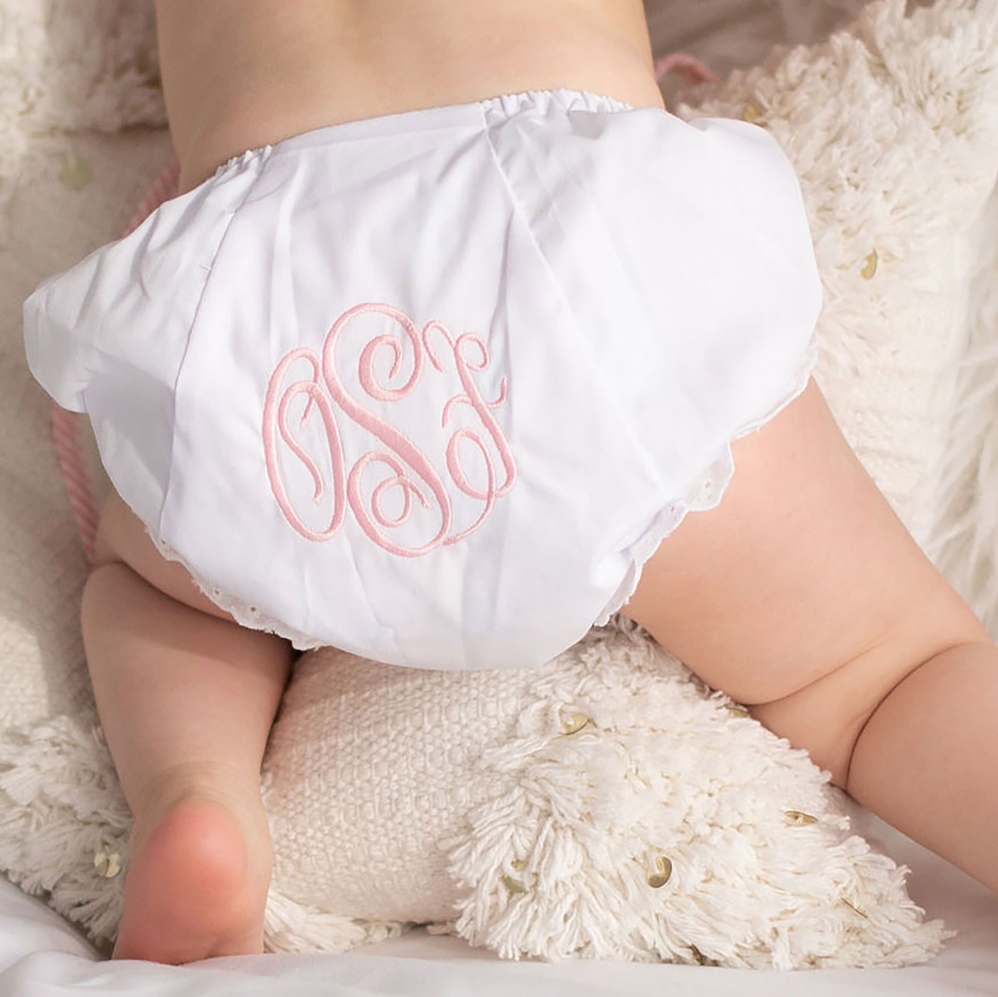 Baby Girl Pink Monogrammed Bloomers, Diaper Cover – BlessedChaosCreations