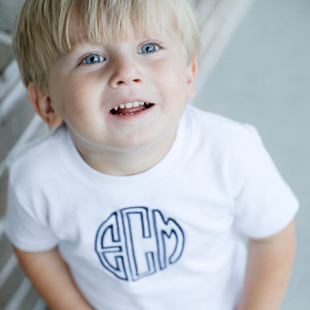 Blonde boy in monogram shirt, image 063