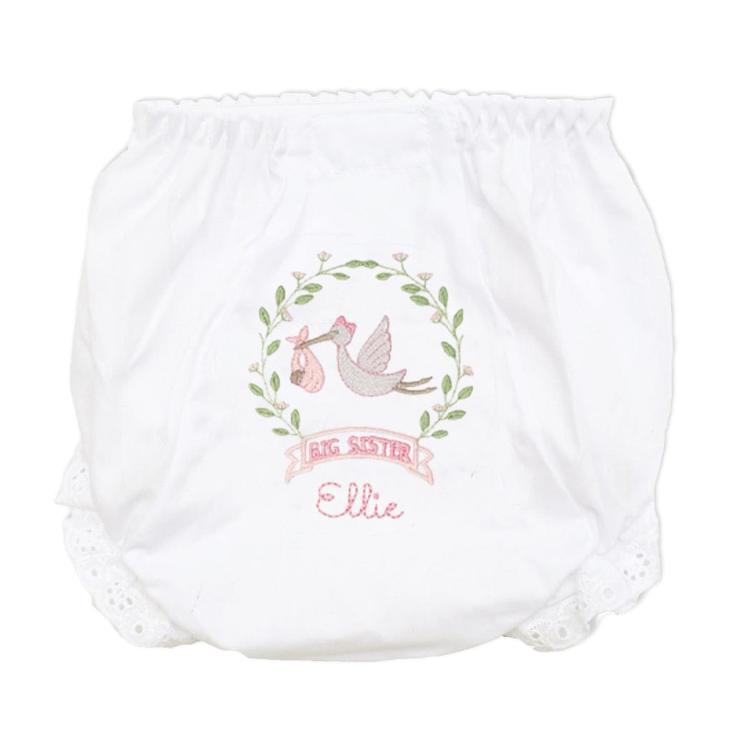 Personalized Big Sister Baby Bloomers with Stork