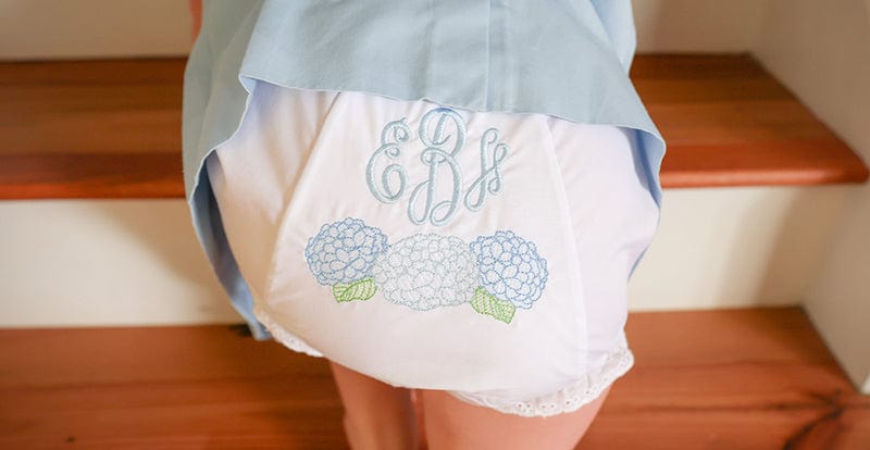Hydrangea embroidered garment