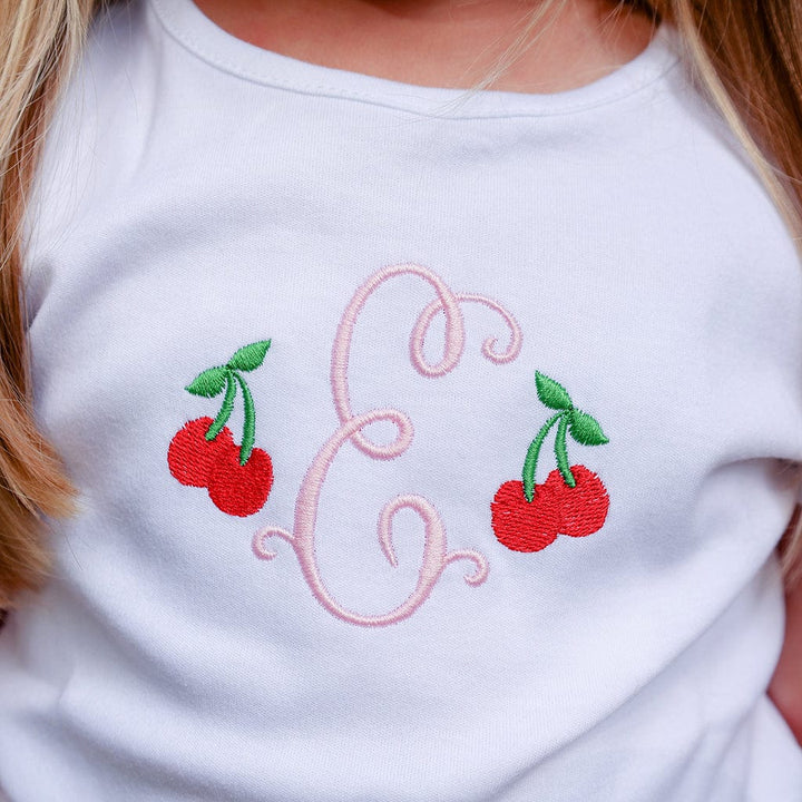 Girls Monogrammed Cherries Shirt