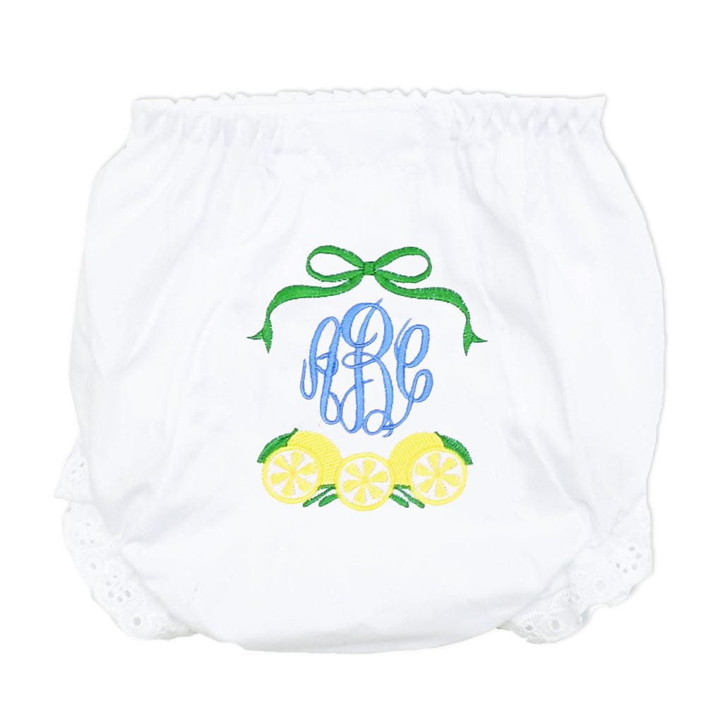 Monogrammed Lemon Baby Bloomers