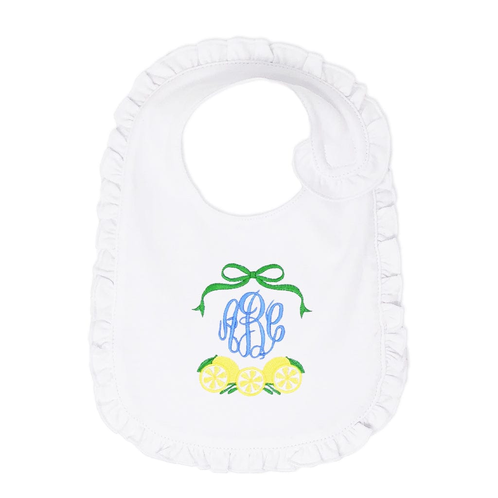 Monogrammed Lemon Bib for Girl