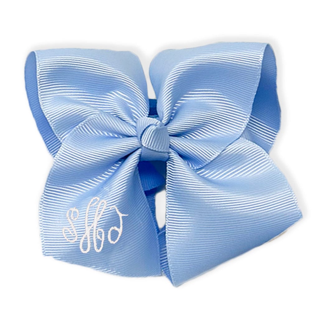 Light blue bow with monogram