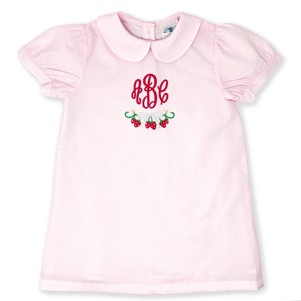 Pink Strawberry Dress with Monogram