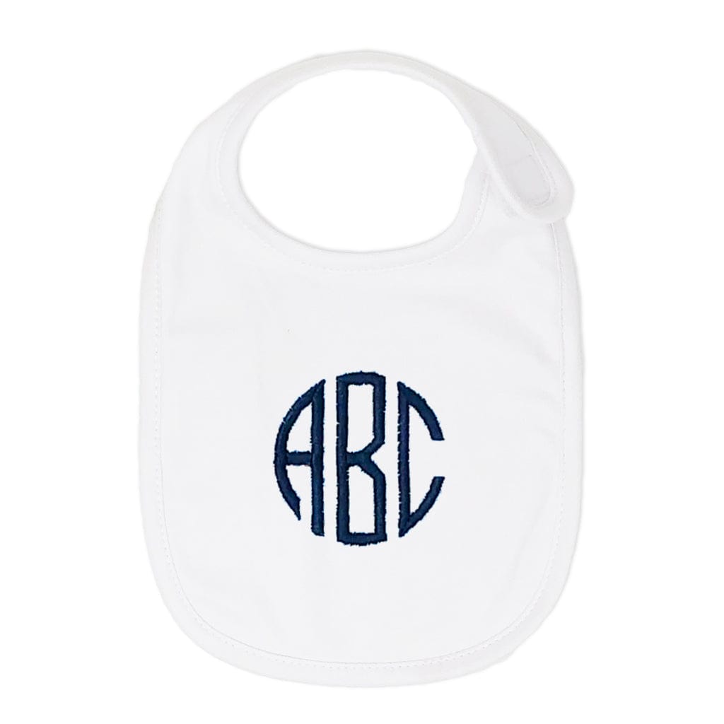 Navy circle monogram bib for boys