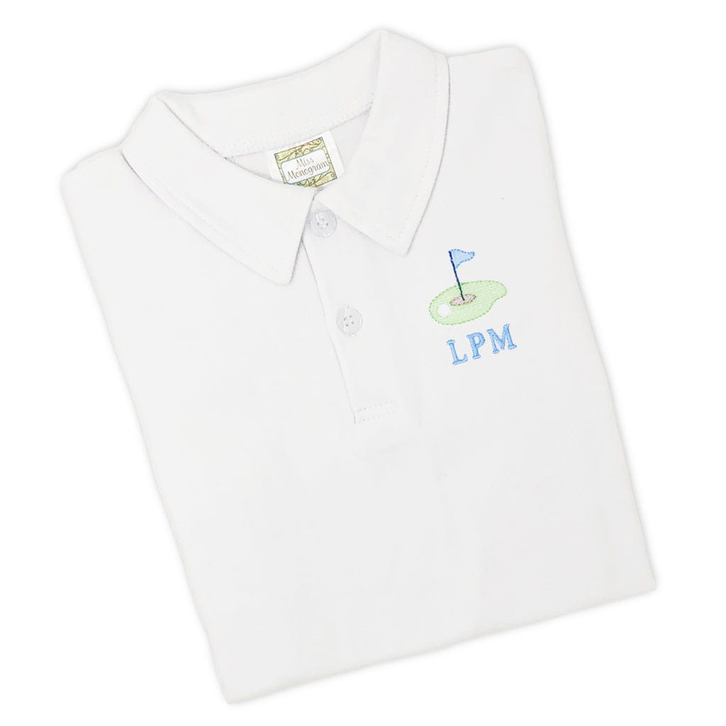 Properly Tied Boys Performance Tee Shirt - Back Graphic - Golf Clubs on Soft Green main image 1