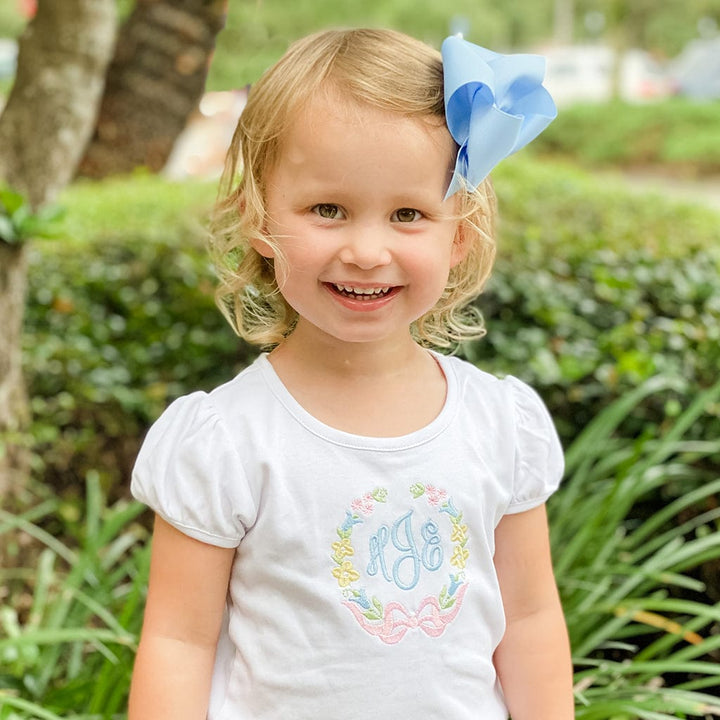 Girls Personalized Floral Shirt with Bow