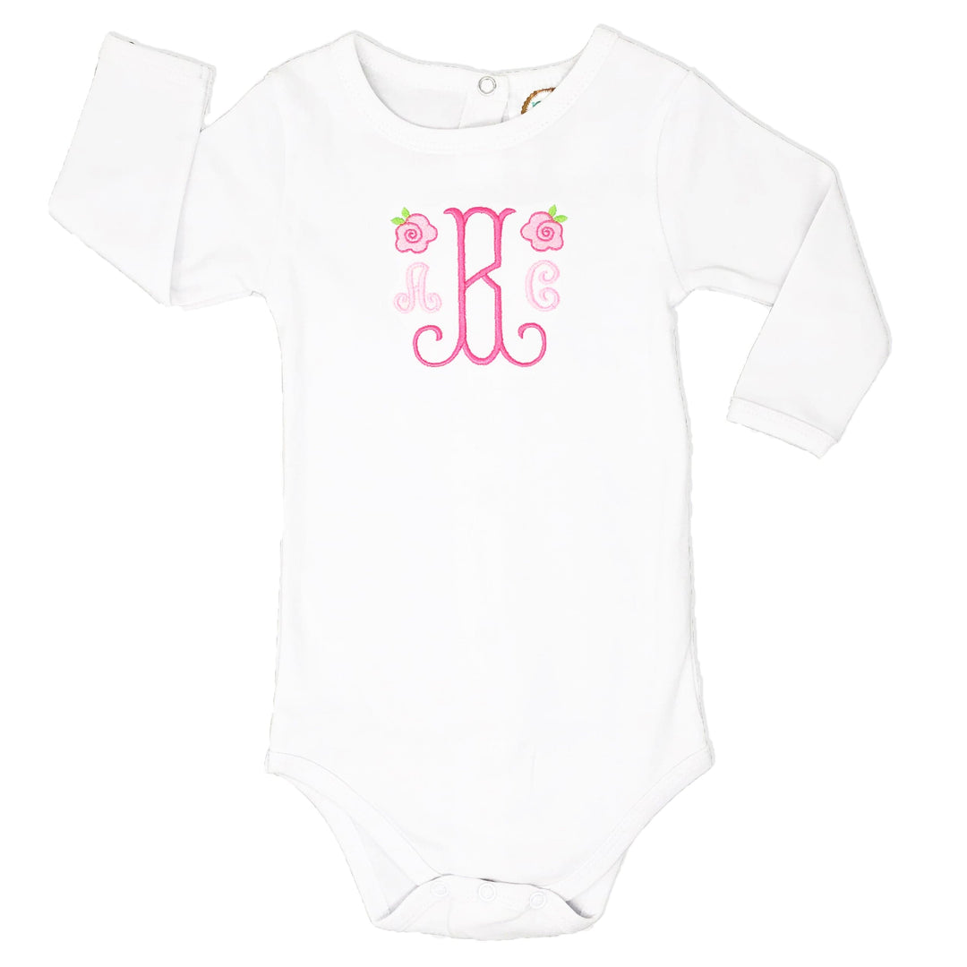 Monogrammed Pink Roses Baby Onesie