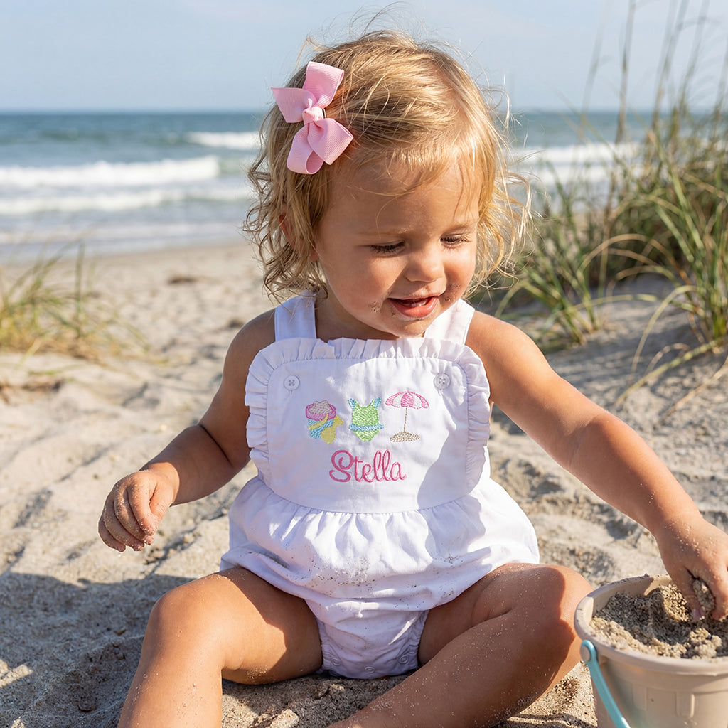 Monogrammed beach themed outfits for babies and kids