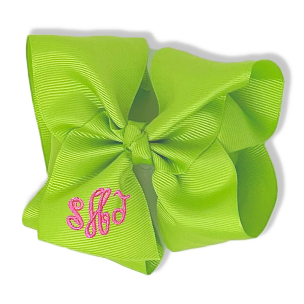 Apple Green Monogrammed Hair Bow
