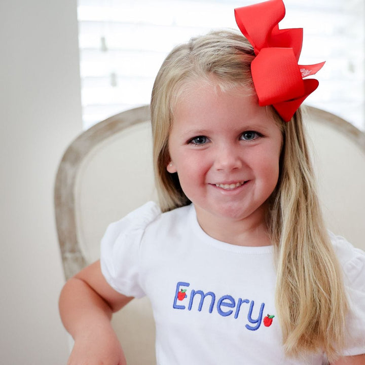 red bow apple shirt girls school