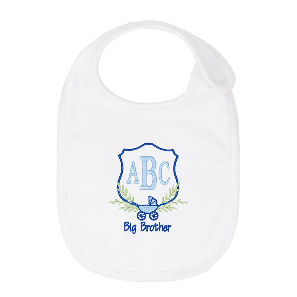 Monogrammed Big Brother Bib with Crest and Baby Carriage