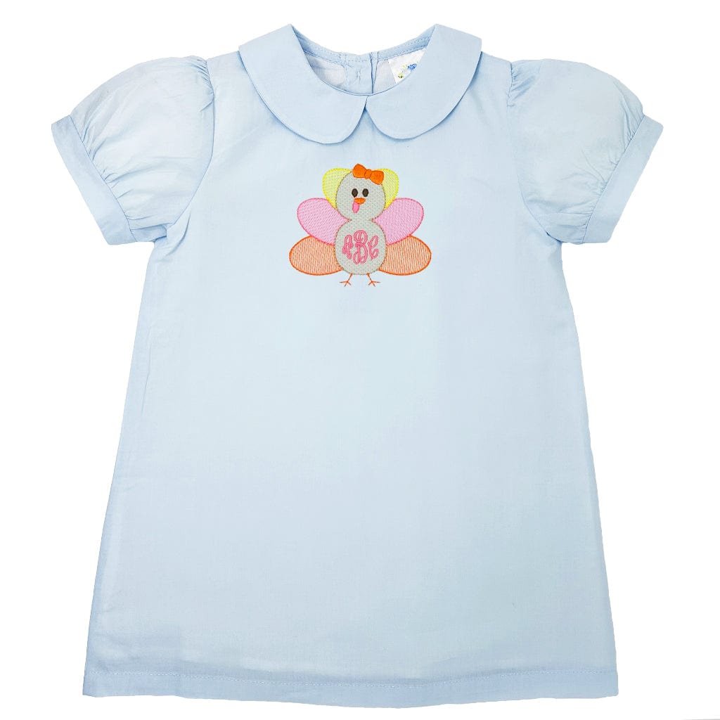 Light Blue Dress with Turkey Embroidery