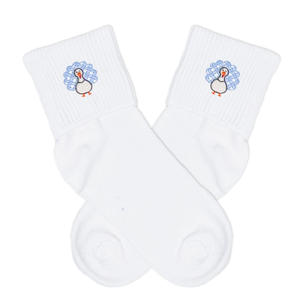 Blue Turkey Fold Over Socks