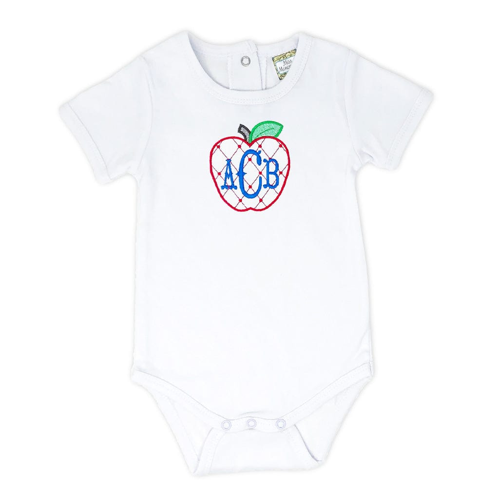 boys onesie first day of school apple monogram