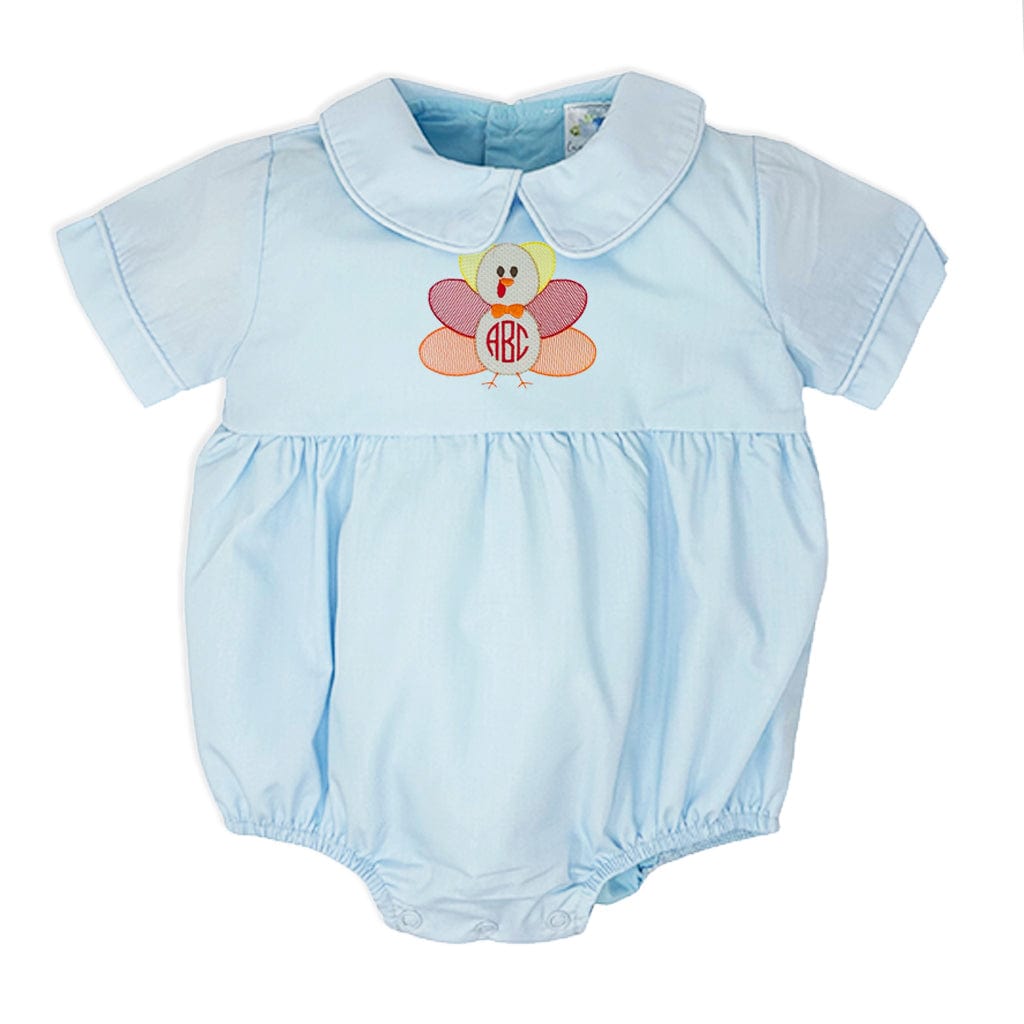 Boys Light Blue Bubble with Thanksgiving Turkey