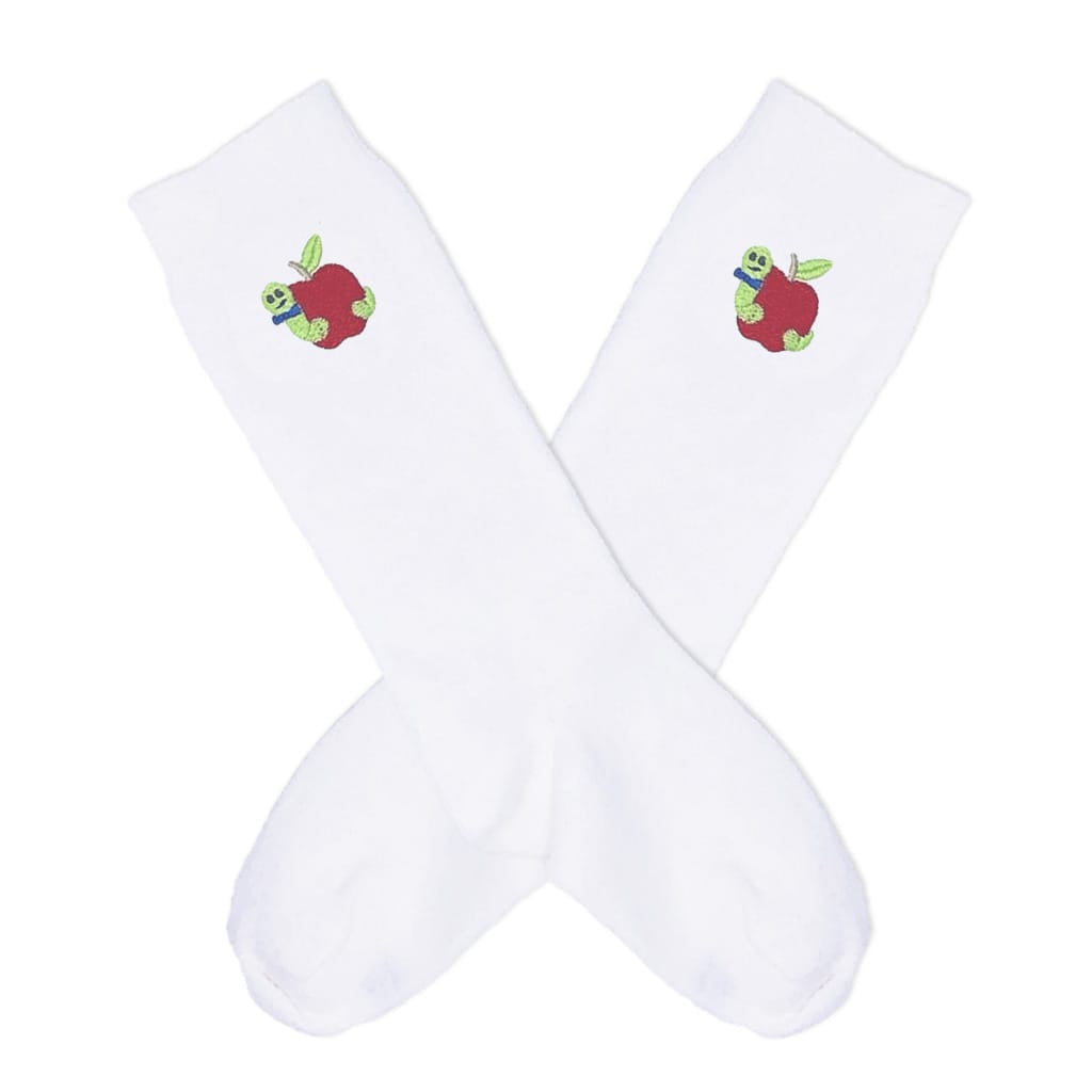 Boys knee socks with embroidered bookworm design 
