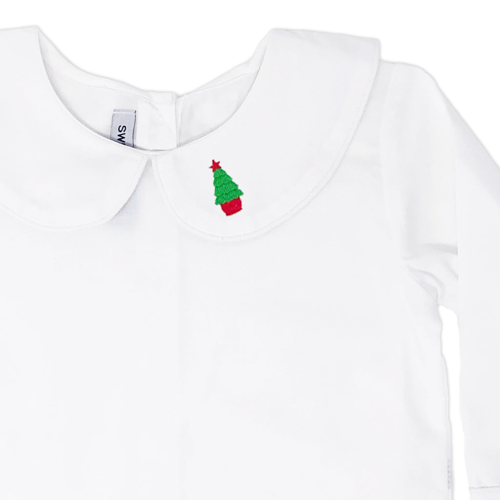 Boys Embroidered Christmas Peter Pan shirt for a holiday classic look