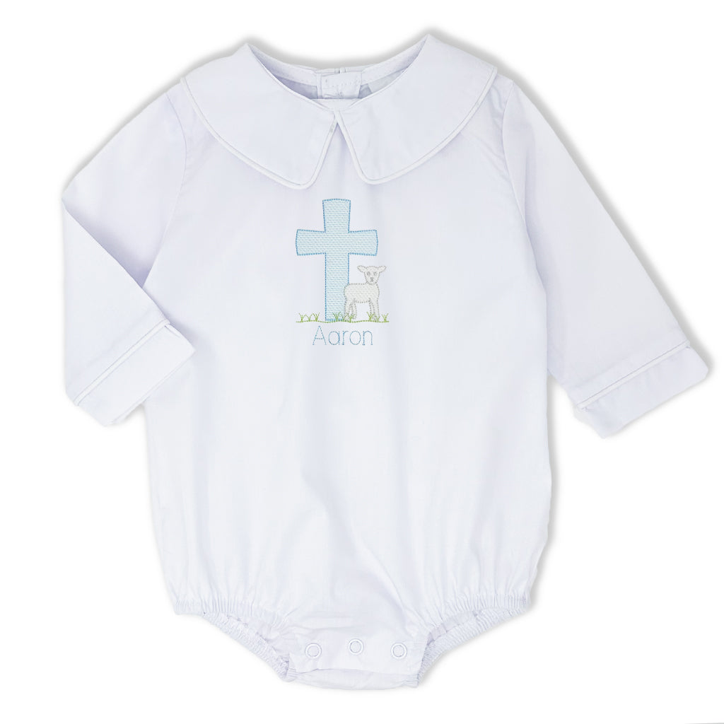 baby onesie lamb and cross