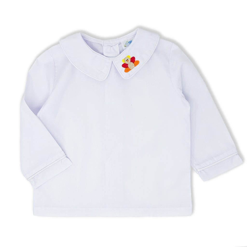Boys Peter Pan Shirt with Turkey on Collar
