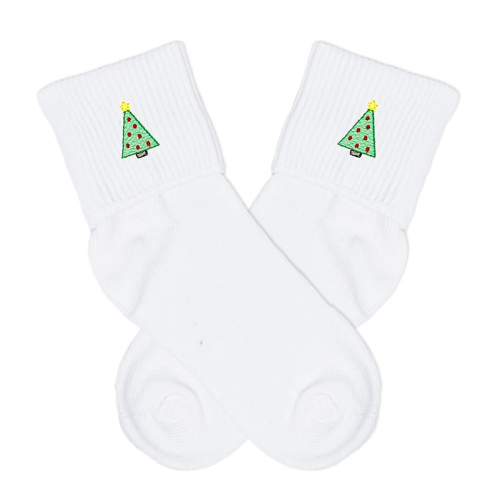 Boys Christmas Tree Fold Over Socks