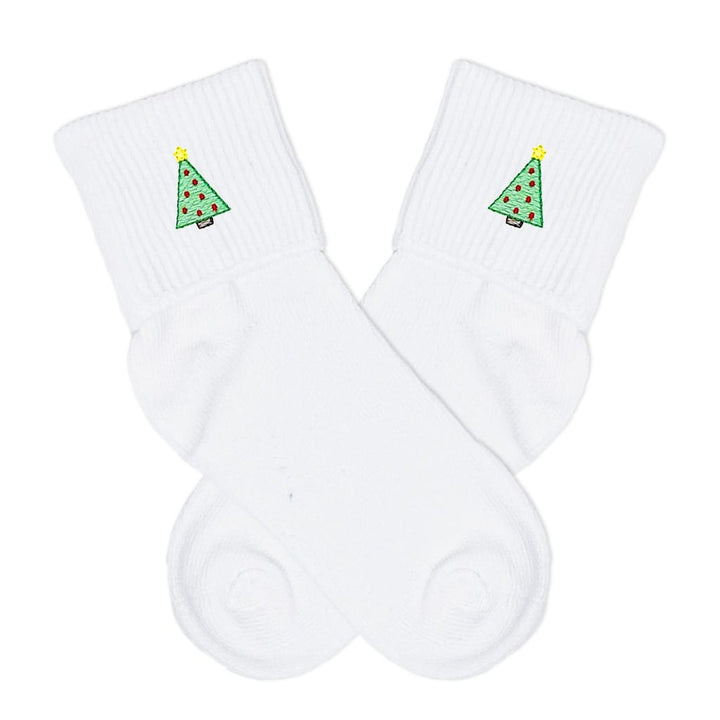 Boys Christmas Tree Fold Over Socks