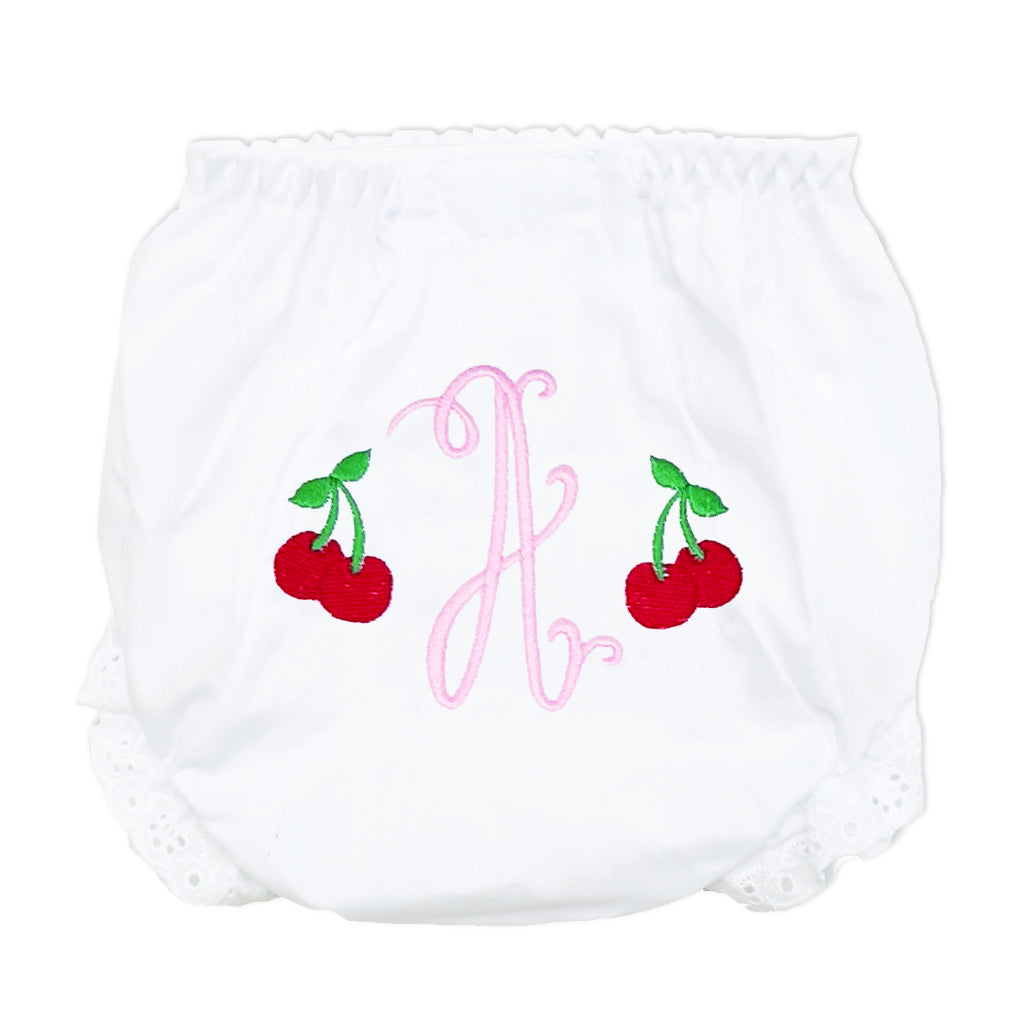 Monogrammed Cherry Baby Bloomers