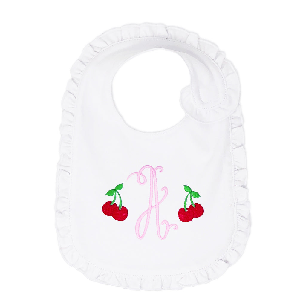 Monogrammed Cherry Bib for Girl