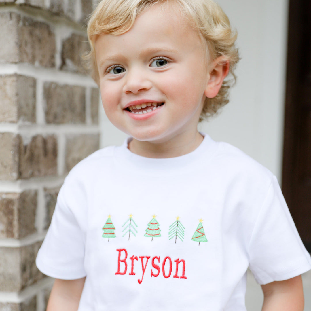 Christmas shirt with trees and Bryson