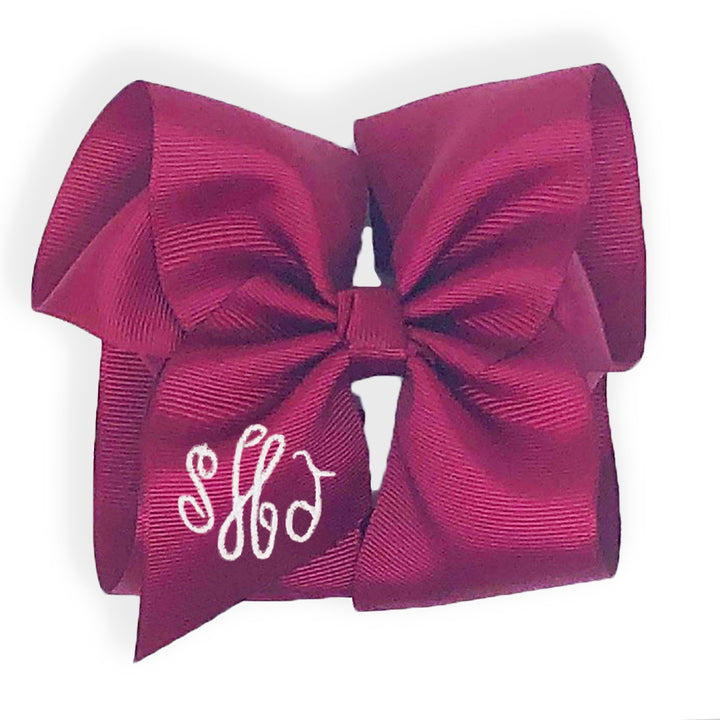 Crimson Monogrammed Hair Bow