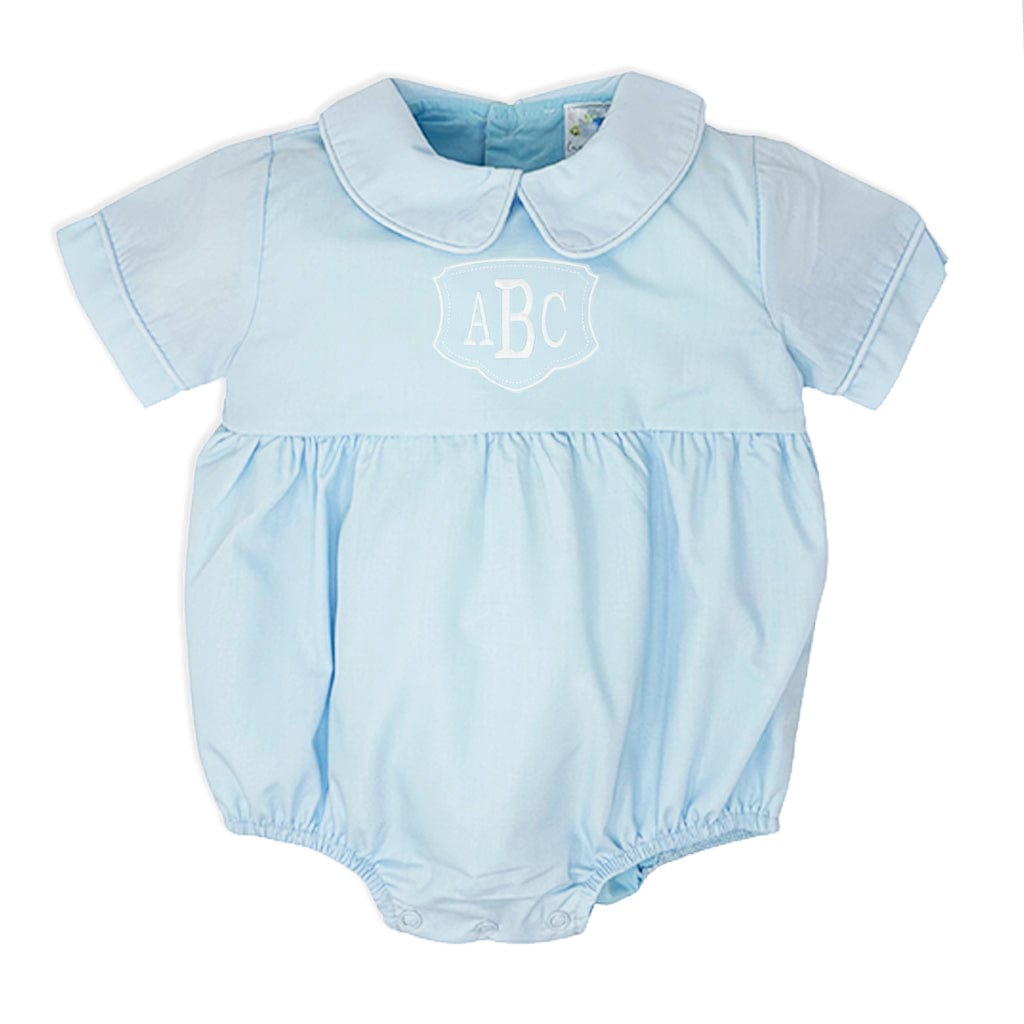 Boys Light Blue Baby Bubble with Monogram