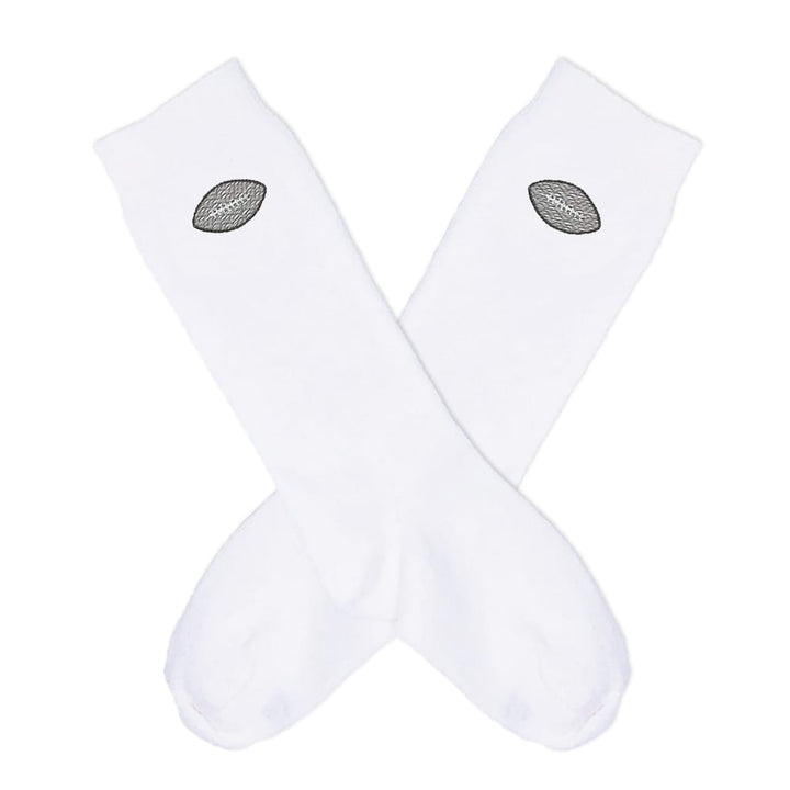 Knee socks with an embroidered football