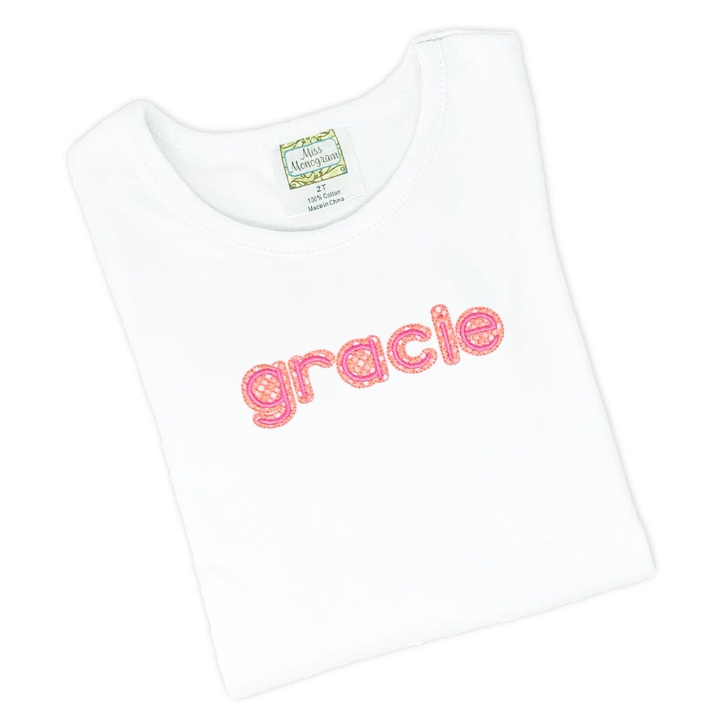 Girls Monogrammed Shirt with two color ginham letters