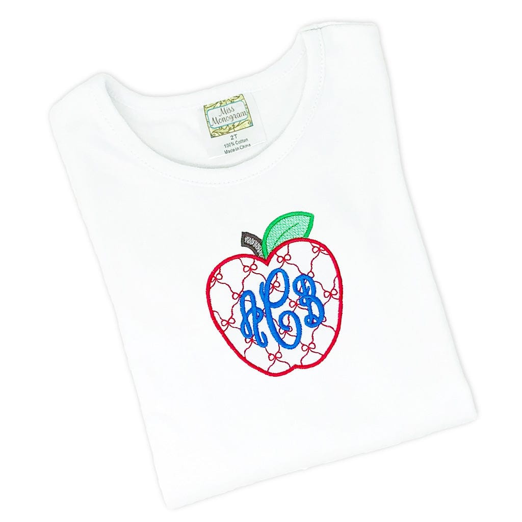 white shirt back to school monogrammed apple

