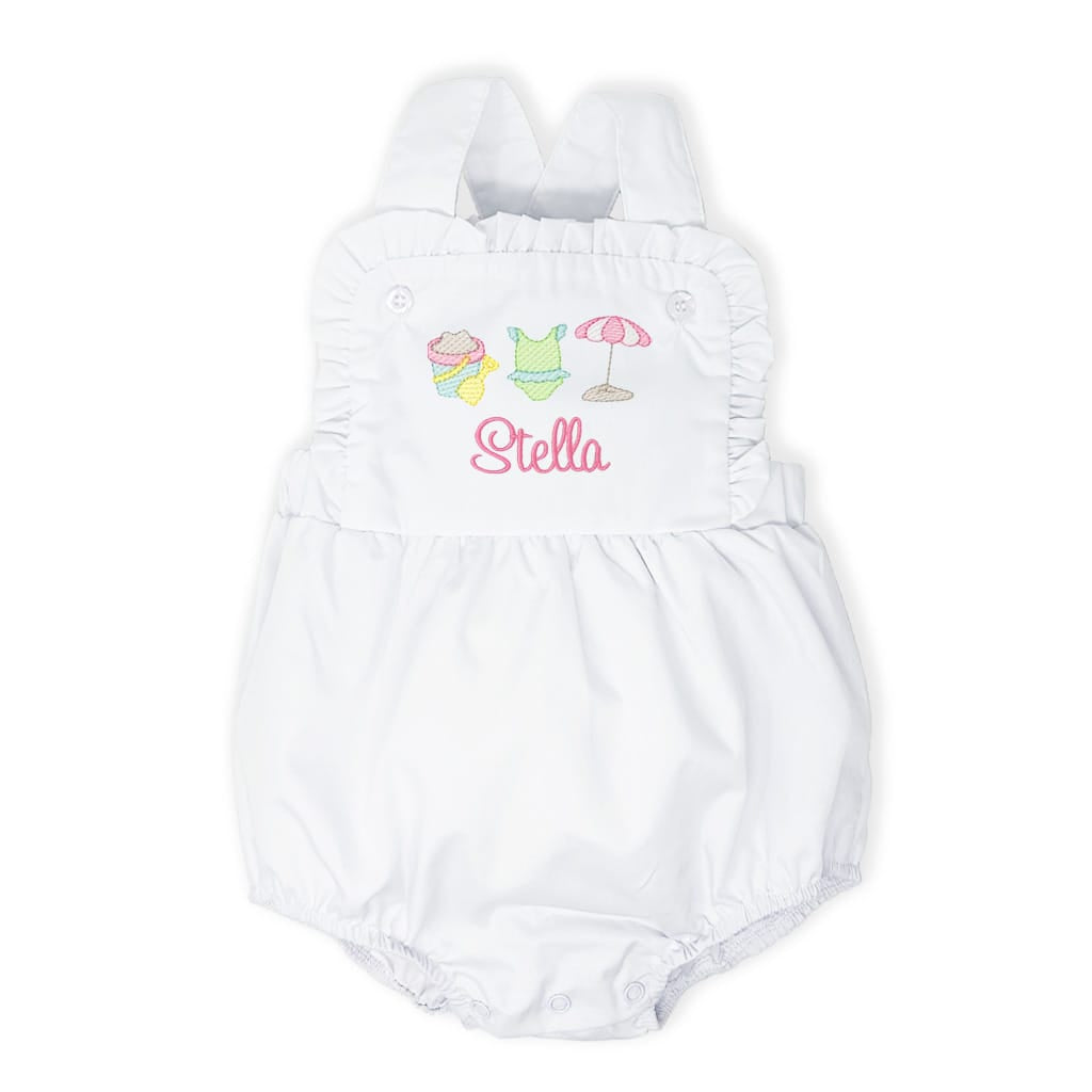 Girls Beach Trio Ruffle Monogrammed Sunsuit