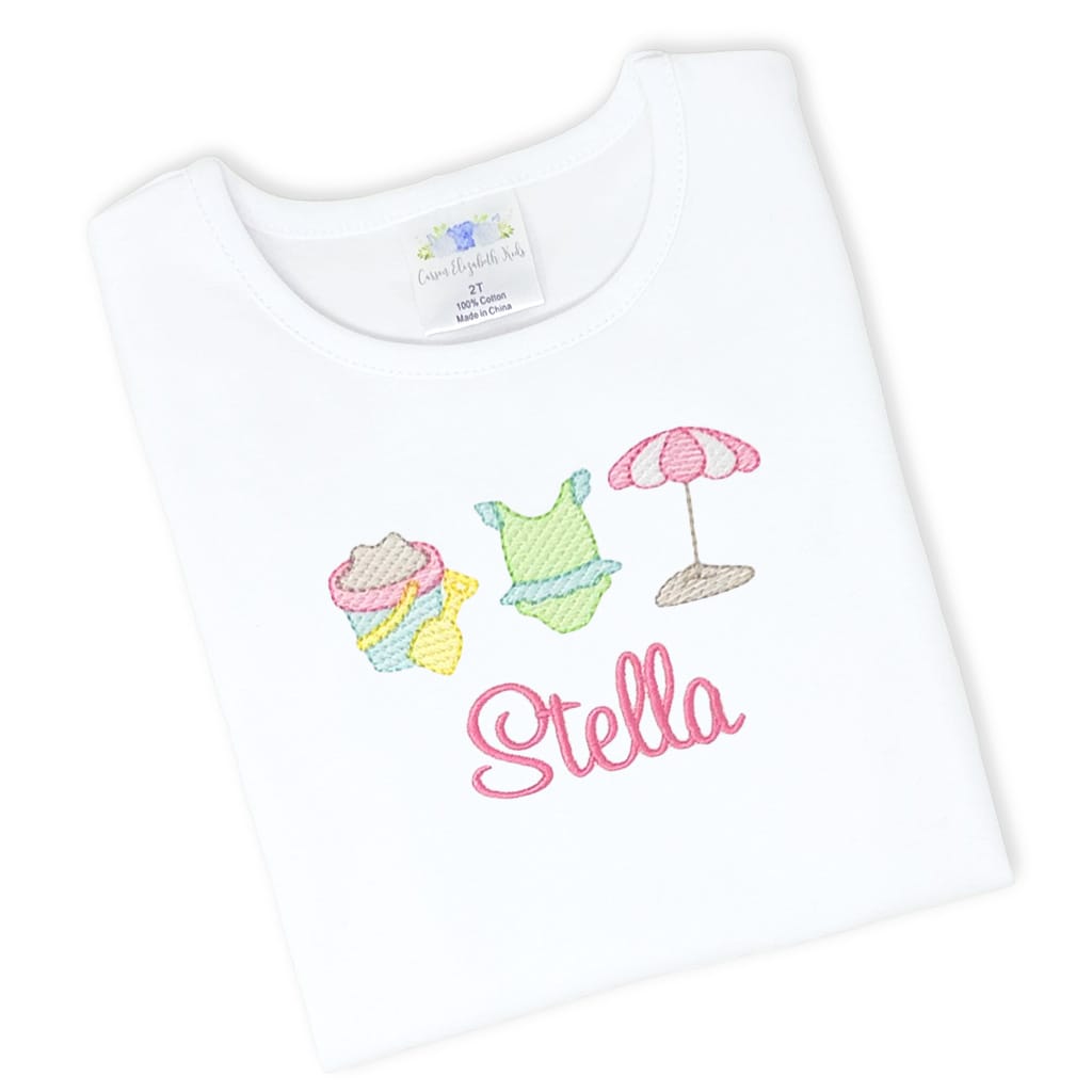 Girls Beach Trio Monogrammed Tee