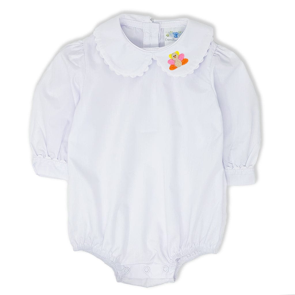 Girls Peter Pan Bodysuit with Turkey on Collar