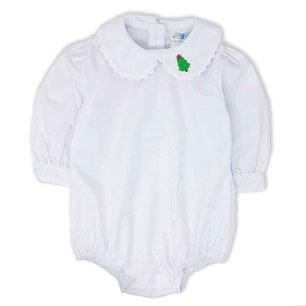 Girls Peter Pan Collar Bodysuit with Christmas Tree