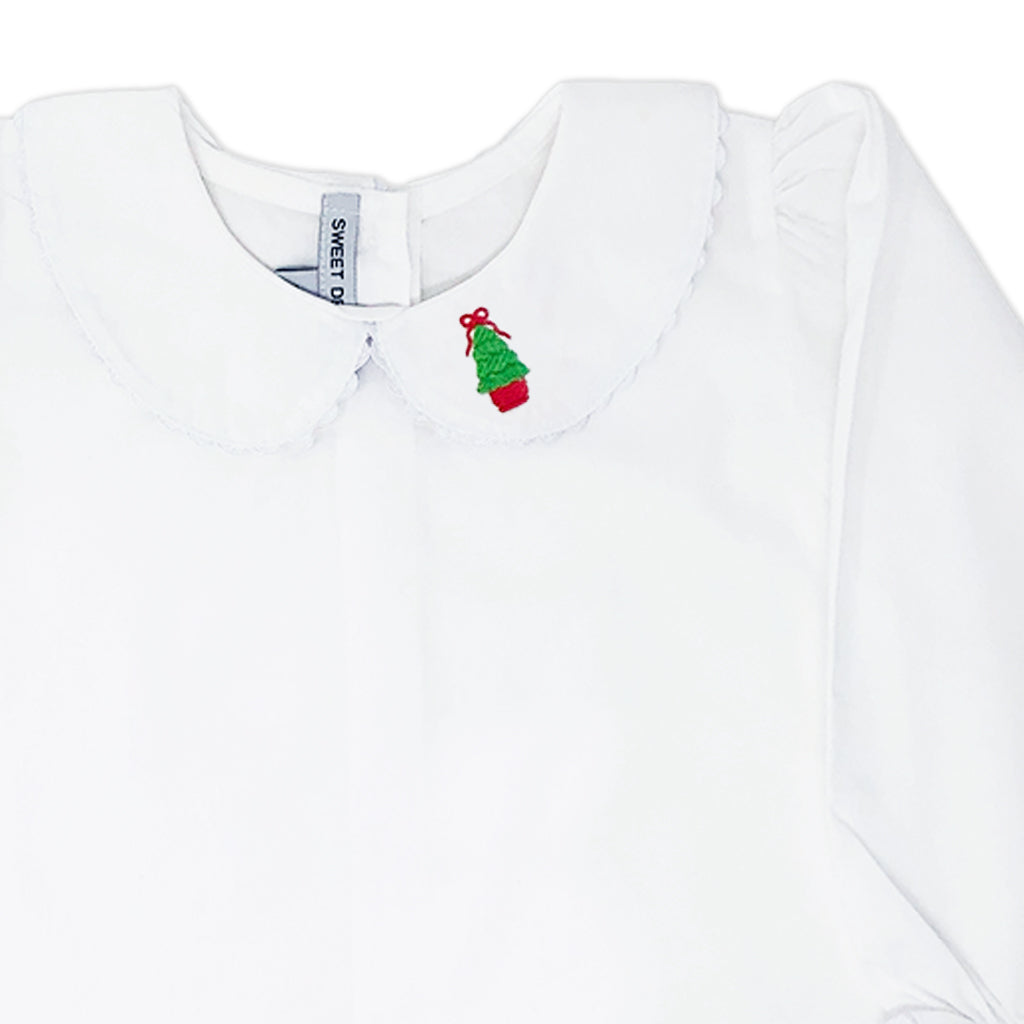 Christmas tree Peter Pan shirt for girls, a classic holiday look