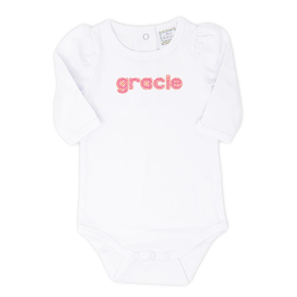 Girls Monogrammed bodysuit with two color ginham letters