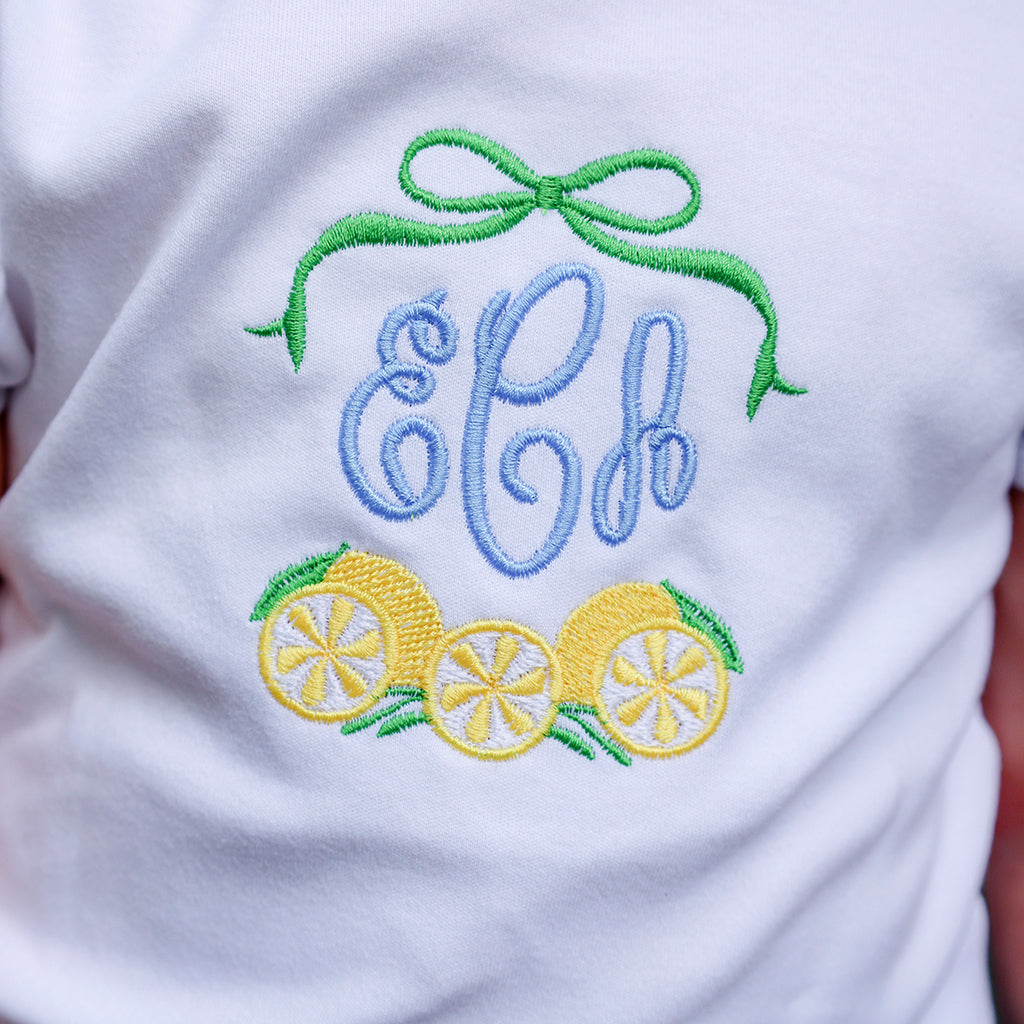 Girls Monogrammed Lemons Shirt