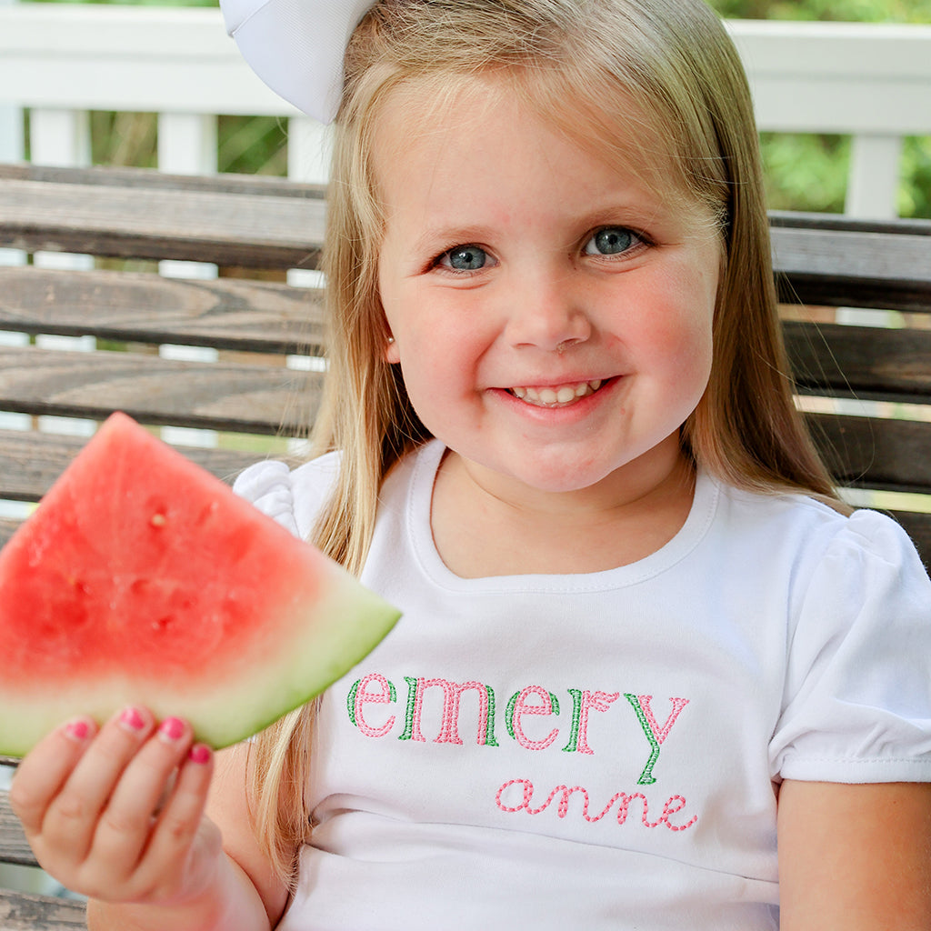 Girls Monogrammed Watermelon Shirt