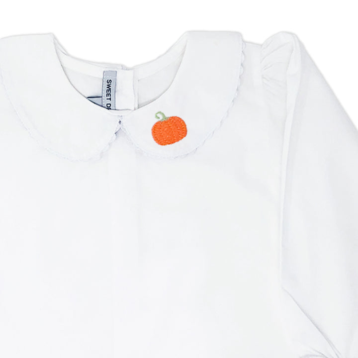 Classic fall thanksgiving Peter Pan Collar shirt for girls with embroidered pumpkin