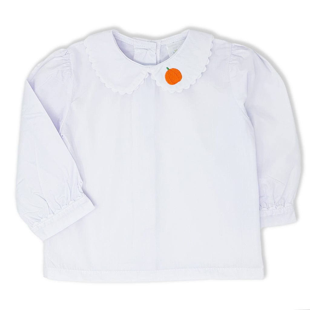 girls ruffle peter pan shirt fall pumpkin