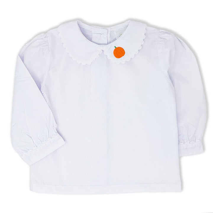 girls ruffle peter pan shirt fall pumpkin