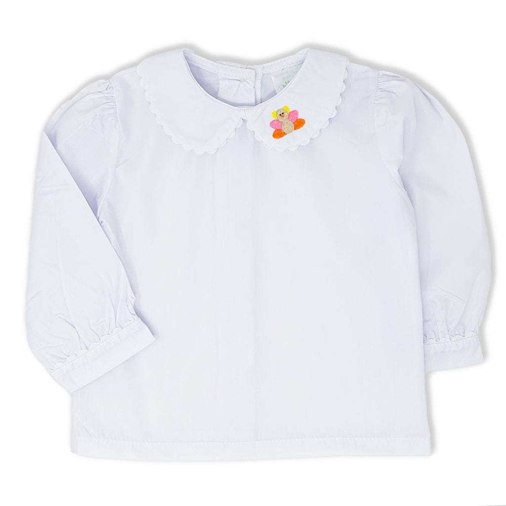 Girls Peter Pan Shirt with Turkey on Collar