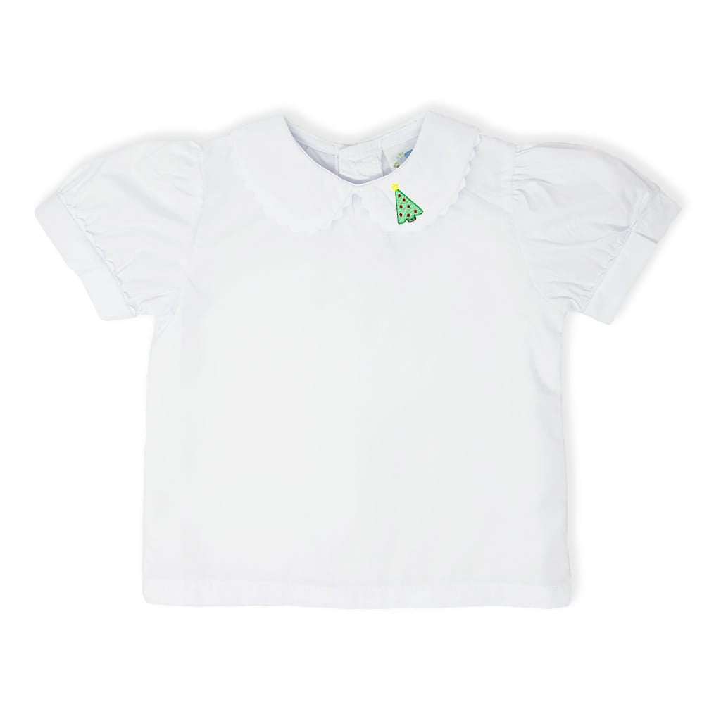 Girls Christmas Tree Peter Pan Shirt