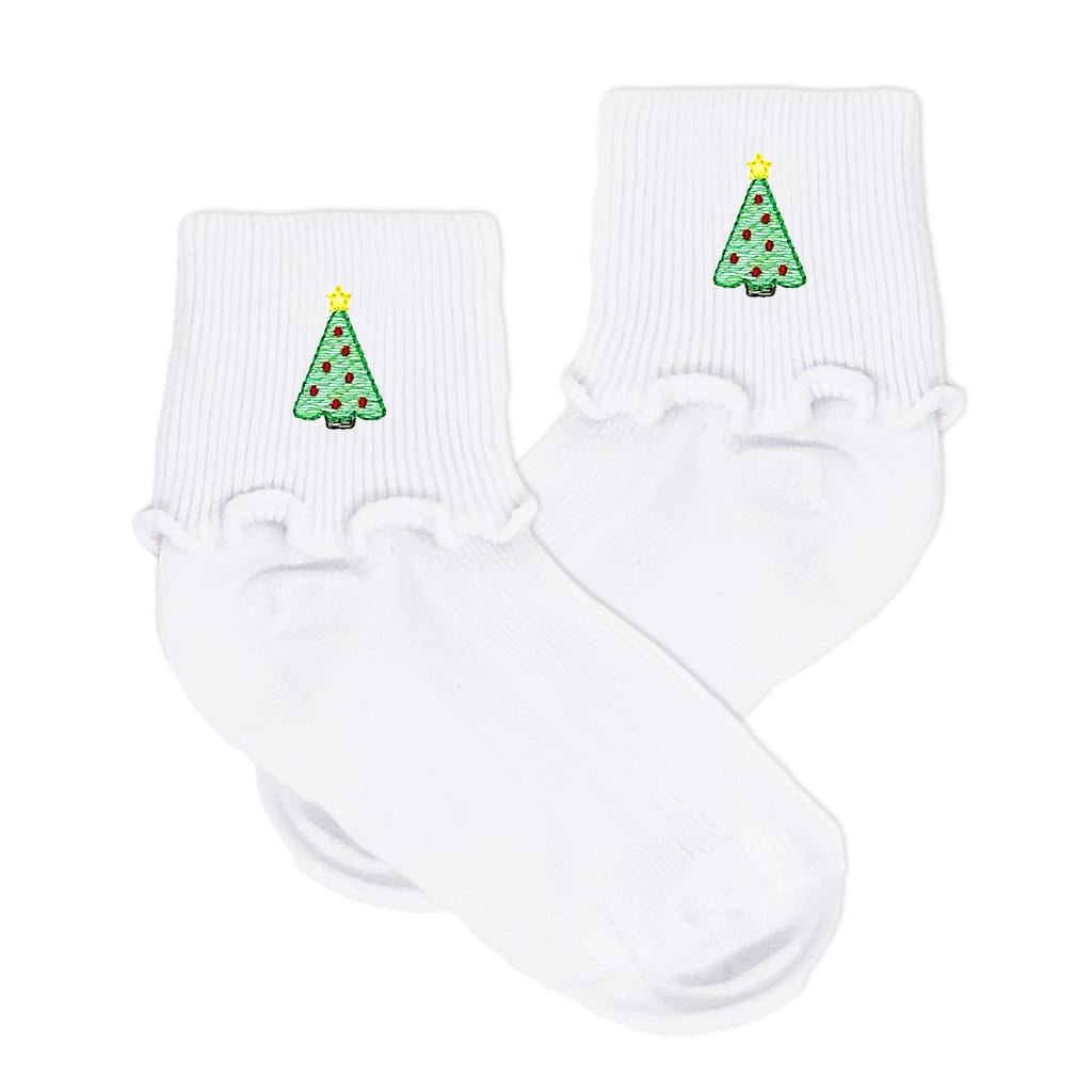 Girls Christmas Tree Ripple Socks