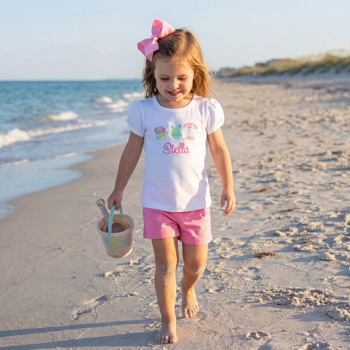 Girls Monogrammed Beach Themed TShirt